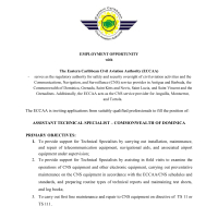 The Eastern Caribbean Civil Aviation Authority (ECCAA) - Assistant Technical Specialist (Commonwealth of Dominica)